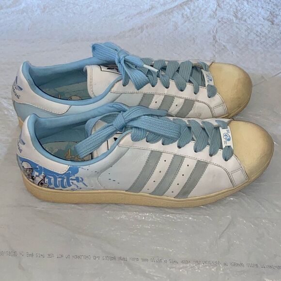 VTGSuper Rare Classic 02/207 Adidas Superstar White & Blue Men Shoes Sz 12